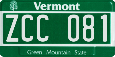 VT license plate ZCC081