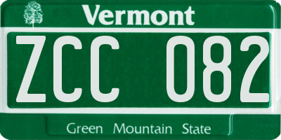VT license plate ZCC082