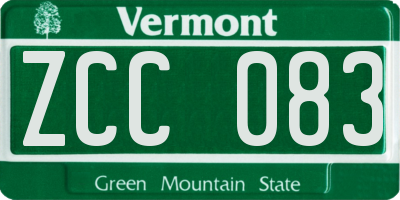 VT license plate ZCC083