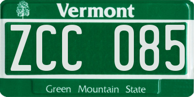 VT license plate ZCC085