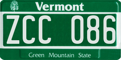 VT license plate ZCC086