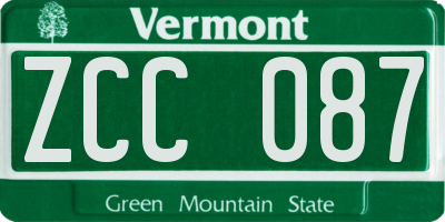 VT license plate ZCC087