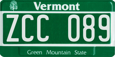 VT license plate ZCC089