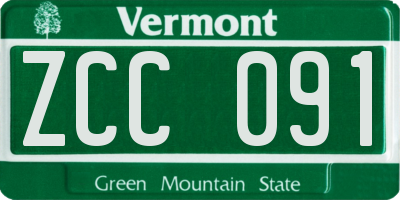 VT license plate ZCC091