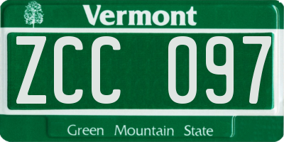 VT license plate ZCC097