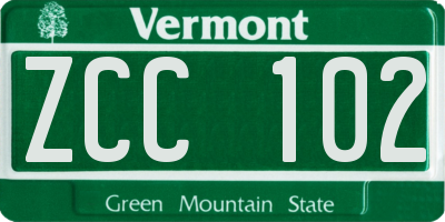 VT license plate ZCC102