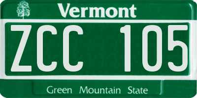 VT license plate ZCC105
