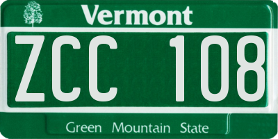 VT license plate ZCC108