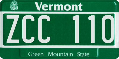 VT license plate ZCC110