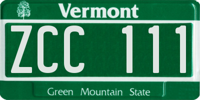 VT license plate ZCC111