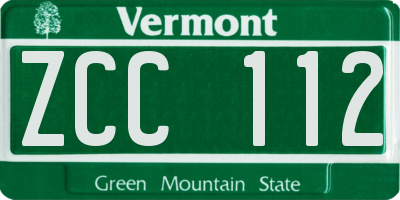 VT license plate ZCC112