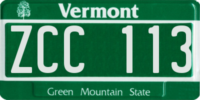 VT license plate ZCC113