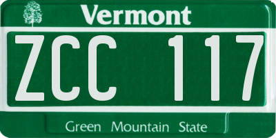 VT license plate ZCC117