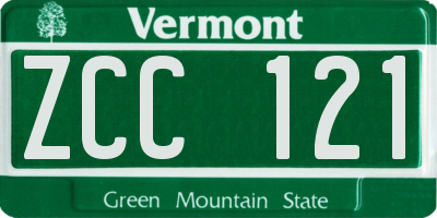 VT license plate ZCC121