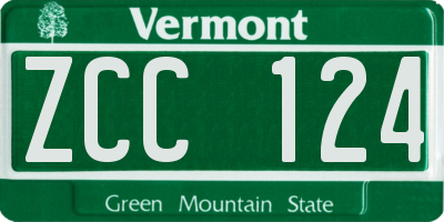 VT license plate ZCC124