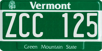 VT license plate ZCC125