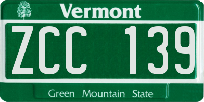 VT license plate ZCC139