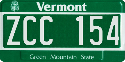 VT license plate ZCC154