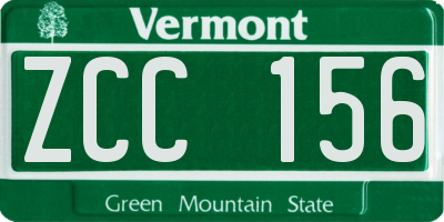 VT license plate ZCC156