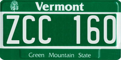 VT license plate ZCC160