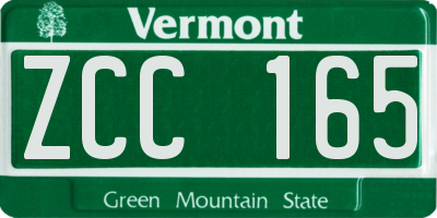 VT license plate ZCC165