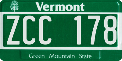 VT license plate ZCC178