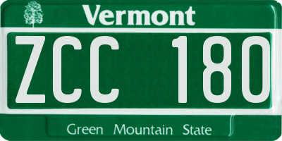 VT license plate ZCC180