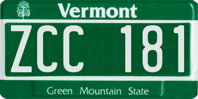 VT license plate ZCC181