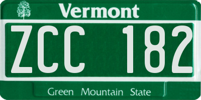 VT license plate ZCC182