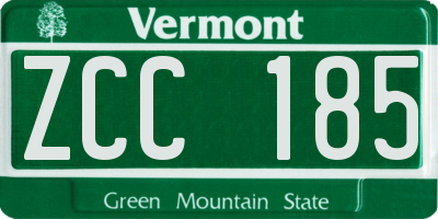 VT license plate ZCC185