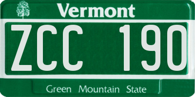 VT license plate ZCC190