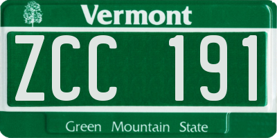 VT license plate ZCC191