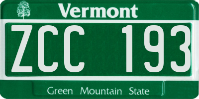 VT license plate ZCC193