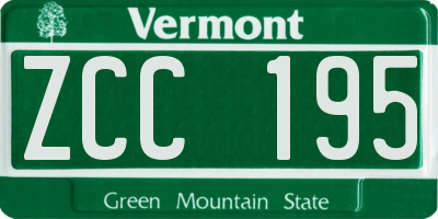 VT license plate ZCC195