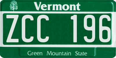 VT license plate ZCC196