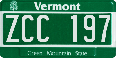 VT license plate ZCC197