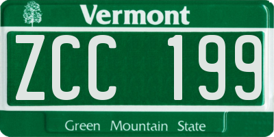 VT license plate ZCC199
