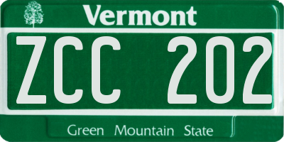 VT license plate ZCC202