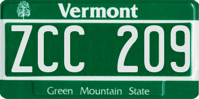 VT license plate ZCC209