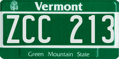VT license plate ZCC213