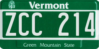 VT license plate ZCC214