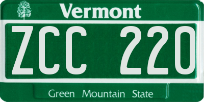 VT license plate ZCC220