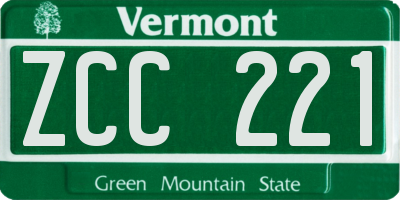 VT license plate ZCC221