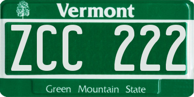 VT license plate ZCC222