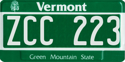 VT license plate ZCC223