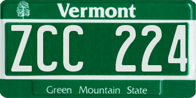 VT license plate ZCC224