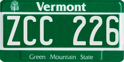 VT license plate ZCC226