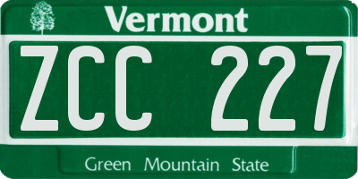 VT license plate ZCC227