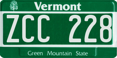VT license plate ZCC228
