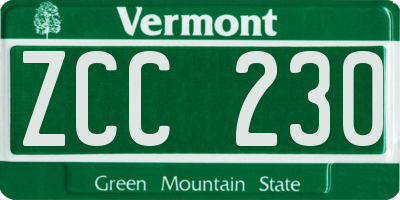 VT license plate ZCC230